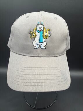 HIT Gray Polar Bear Embroidered Dad Hat Adjustable One Size Cotton Baseball Cap